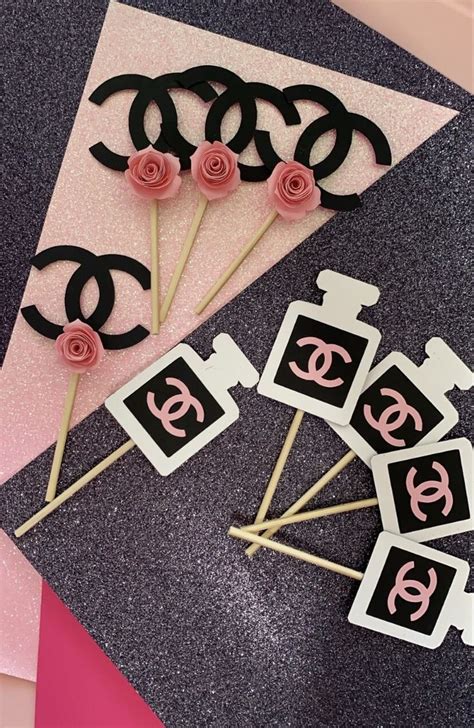 chanel inspired cake toppers|Chanel cupcake tops.